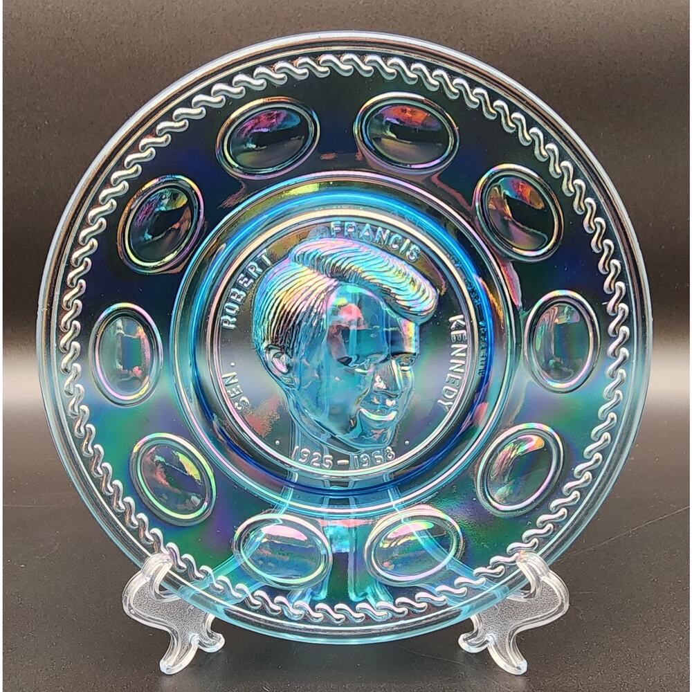 Wheaton RF Kennedy Iridescent Commemorative Plate 8" Raised Relief 1925‑1968